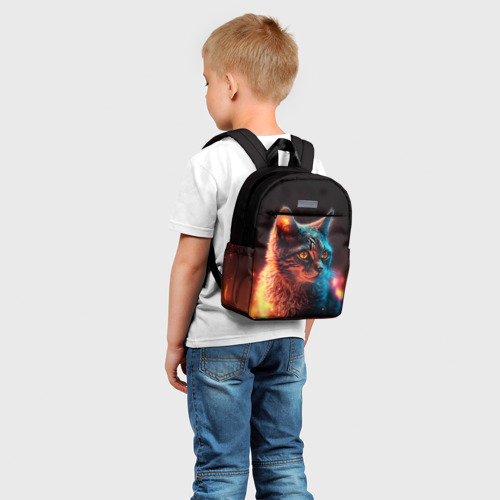 Детский рюкзак 3D с принтом Кот и волшебство, фото на моделе #1