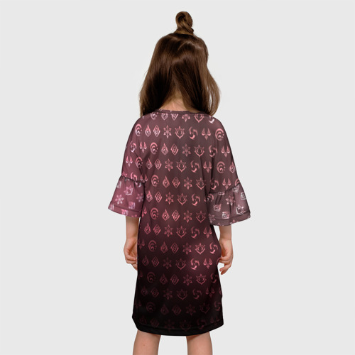 Детское платье 3D с принтом Яэ Мико элементали, вид сзади #2