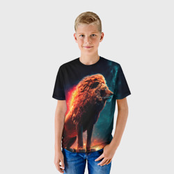 Детская футболка 3D Лев на фоне космоса - фото 2