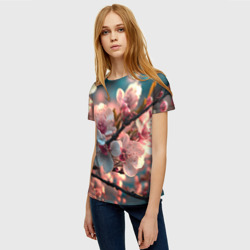 Женская футболка 3D Цветочная сакура - фото 2