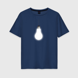 Женская футболка хлопок Oversize Лампочка на цепочке свет внутри 