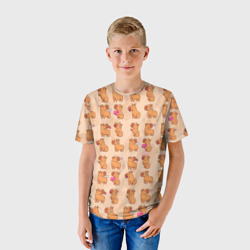 Детская футболка 3D Грызун капибару паттерн - фото 2