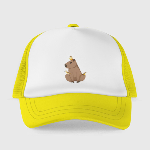 Детская кепка тракер Капибару с птичками, цвет желтый - фото 2