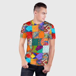 Мужская футболка 3D Slim Разноцветные лоскуты - фото 2