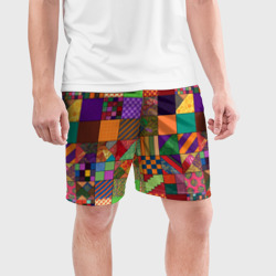 Мужские шорты спортивные Разноцветные лоскуты от нейросети - фото 2