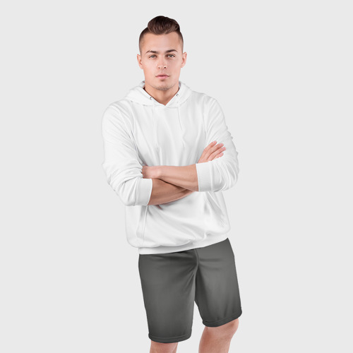 Мужские шорты спортивные Серый, черный градиент, цвет 3D печать - фото 5