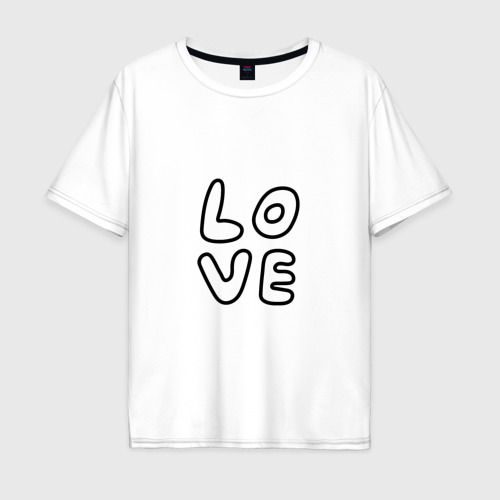 Мужская футболка хлопок Oversize с принтом Надпись черным слово Love, вид спереди #2