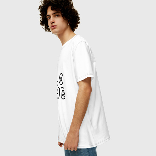 Мужская футболка хлопок Oversize с принтом Надпись черным слово Love, вид сбоку #3
