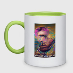 Кружка двухцветная Vincent Van Gogh - автопортрет - нейросеть