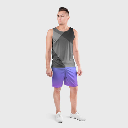 Мужские шорты спортивные Фиолетовый градиент, цвет 3D печать - фото 4