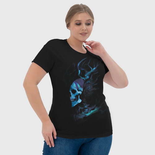 Женская футболка 3D с принтом Blue skeleton with horns, фото #4