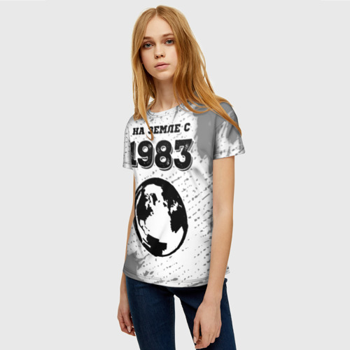Женская футболка 3D с принтом На Земле с 1983: краска на светлом, фото на моделе #1