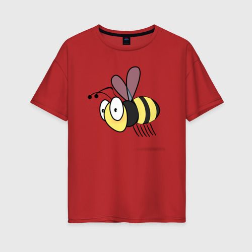 Женская футболка хлопок Oversize Пчела, цвет красный