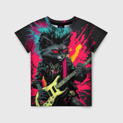 Детская футболка 3D Rocker Cat on a Dark background - C-Cats collection - Huf&Sya