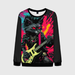 Мужской свитшот 3D Rocker Cat on a Dark background - C-Cats collection - Huf&Sya