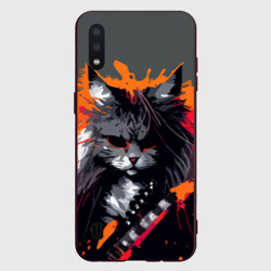 Rocker Cat on a gray background - C-Cats collection - Huf&Sya – Чехол для Samsung A01 с принтом купить