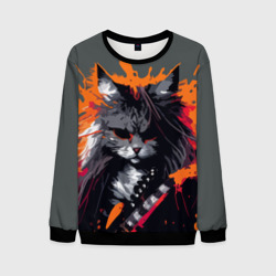 Rocker Cat on a gray background - C-Cats collection - Huf&Sya – Мужской свитшот 3D с принтом купить со скидкой в -35%