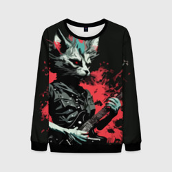 Rocker Cat on a black background - C-Cats collection - Huf&Sya – Мужской свитшот 3D с принтом купить со скидкой в -35%