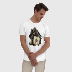 Мужская пижама с белой футболкой хлопок Скелет с картой - фото 2