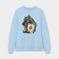 Мужской свитшот oversize без начеса хлопок Скелет с картой