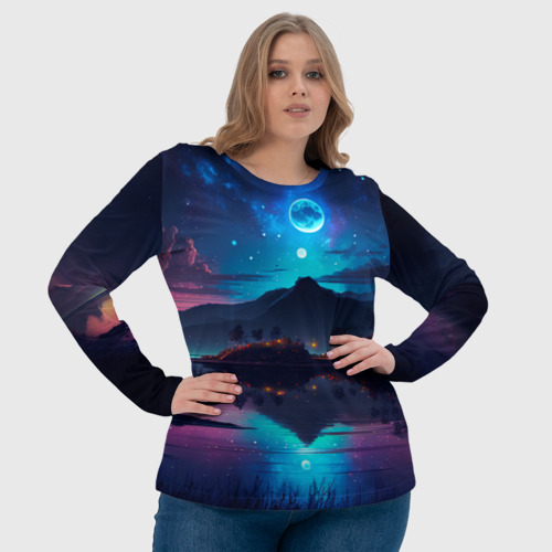 Женский лонгслив 3D с принтом Ночное небо, пейзаж, фото #4