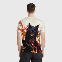 Мужская футболка 3D Black rocker cat on a light background - C-Cats collection - Huf&Sya - фото 4