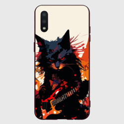 Black rocker cat on a light background - C-Cats collection - Huf&Sya – Чехол для Samsung A01 с принтом купить