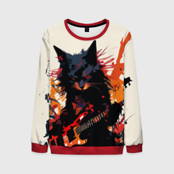 Мужской свитшот 3D Black rocker cat on a light background - C-Cats collection - Huf&Sya