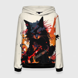 Женская толстовка 3D Black rocker cat on a light background - C-Cats collection - Huf&Sya