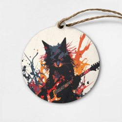 Деревянная игрушка круг Black rocker cat on a light background - C-Cats collection - Huf&Sya