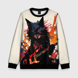 Детский свитшот 3D Black rocker cat on a light background - C-Cats collection - Huf&Sya