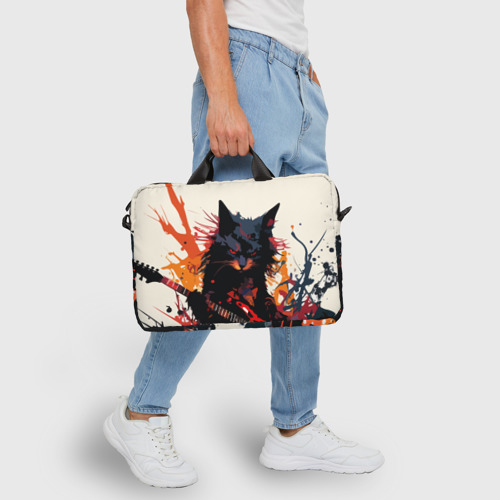 Сумка для ноутбука 3D Black rocker cat on a light background - C-Cats collection - Huf&Sya, цвет 3D печать - фото 6