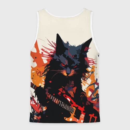 Мужская майка 3D Black rocker cat on a light background - C-Cats collection - Huf&Sya, цвет 3D печать - фото 2