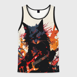 Мужская майка 3D Black rocker cat on a light background - C-Cats collection - Huf&Sya