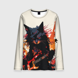 Мужской лонгслив 3D Black rocker cat on a light background - C-Cats collection - Huf&Sya
