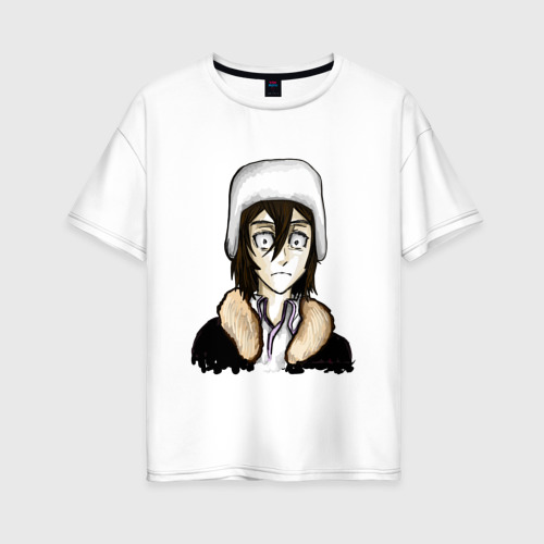 Женская футболка хлопок Oversize с принтом Удивленный Федор Достоевский, вид спереди #2