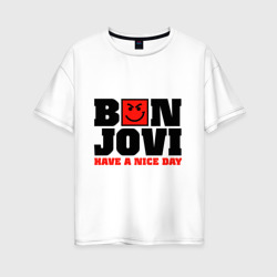 Женская футболка хлопок Oversize Bon Jovi band