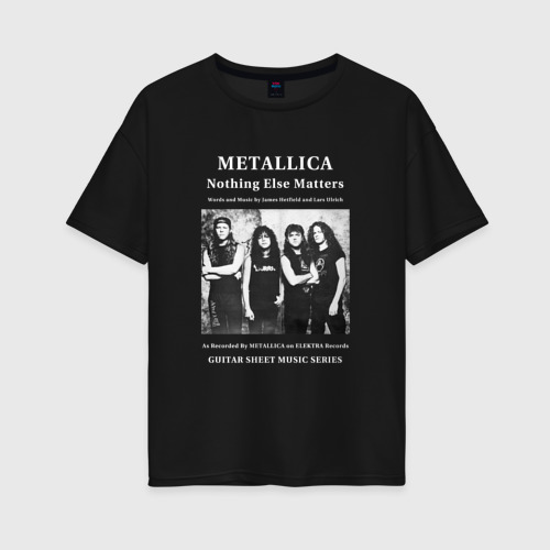 Женская футболка хлопок Oversize с принтом Metallica рок группа, вид спереди #2