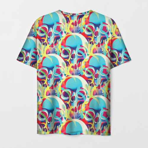 Мужская футболка 3D Черепа кислотный узор, цвет 3D печать - фото 2