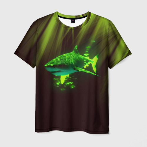 Мужская футболка с принтом Хищная акула, вид спереди №1