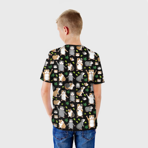 Детская футболка 3D с принтом Морские свинки паттерн, вид сзади #2