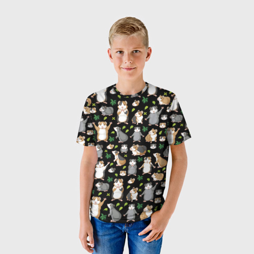 Детская футболка 3D с принтом Морские свинки паттерн, фото на моделе #1