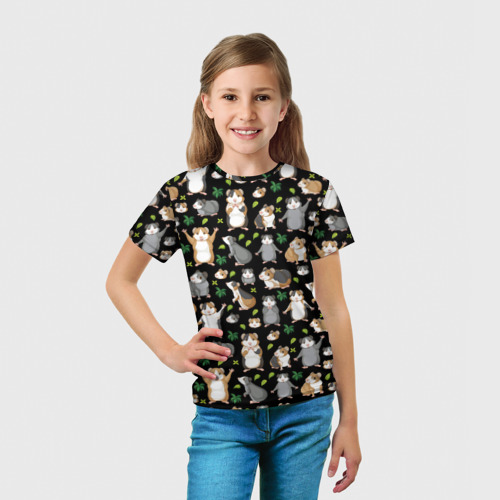 Детская футболка 3D с принтом Морские свинки паттерн, вид сбоку #3