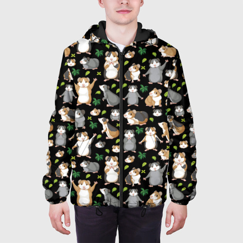Мужская куртка 3D с принтом Морские свинки паттерн, вид сбоку #3