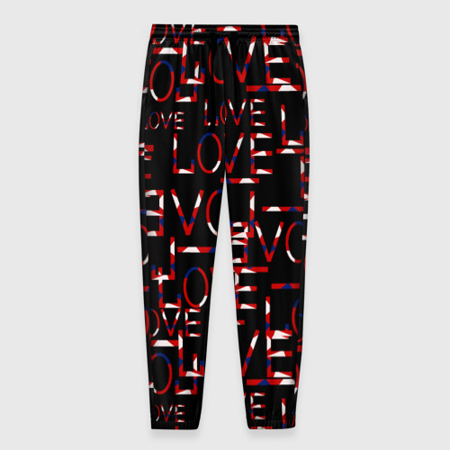 Мужские брюки 3D с принтом Love паттерн, вид спереди #2