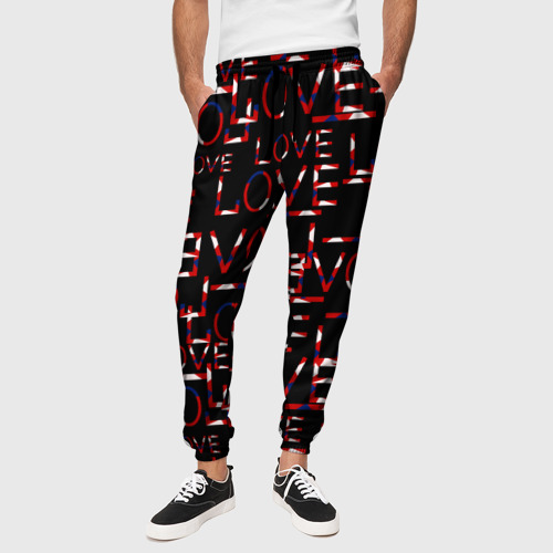Мужские брюки 3D с принтом Love паттерн, вид сбоку #3