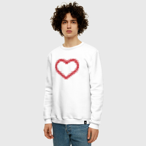 Мужской свитшот хлопок с принтом Сердце в стиле импрессионизм, фото на моделе #1