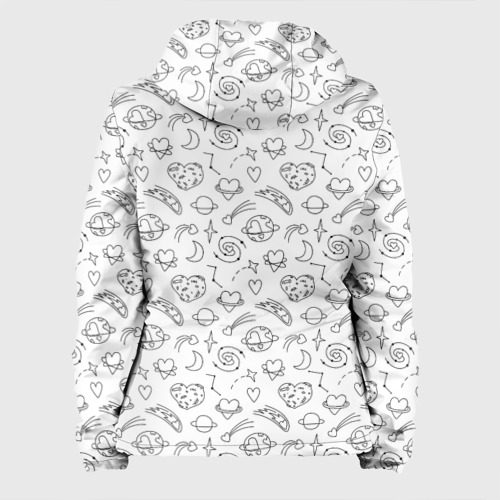Женская куртка 3D Дудлы с темой любви и космоса, цвет белый - фото 2