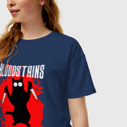 Женская футболка хлопок Oversize Кровавый кошачий ужас - фото 2