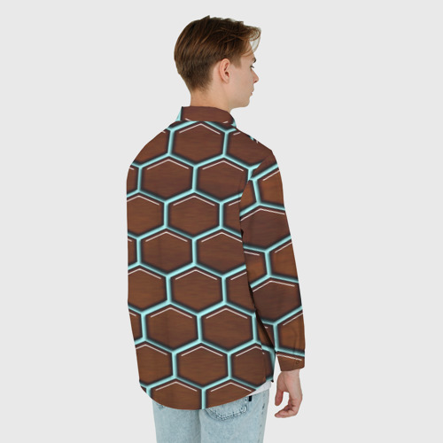 Мужская рубашка oversize 3D с принтом Броня из игры нано, вид сзади #2